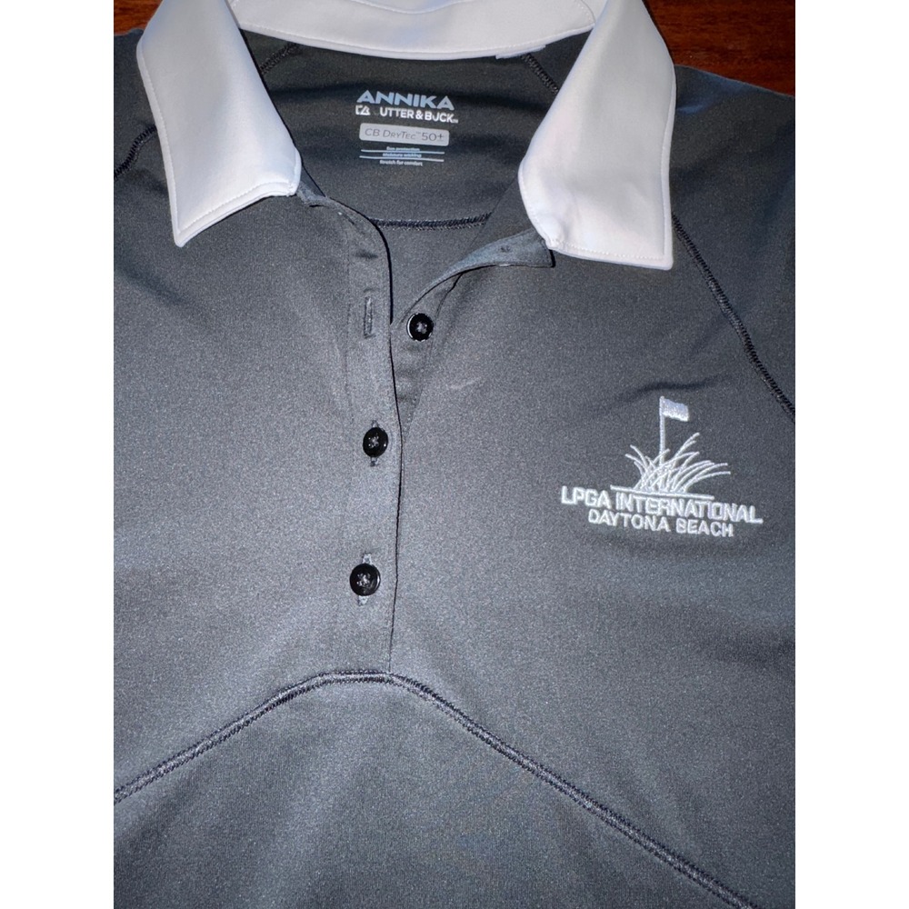 Annika Cutter & Buck Polo Womens S Grey Excellent LPGA International DryTec 50+ - Picture 2 of 5